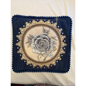 Embroidery Throw Pillow Case Cover Flower Cushion Home Decor Embroidered 18x18”